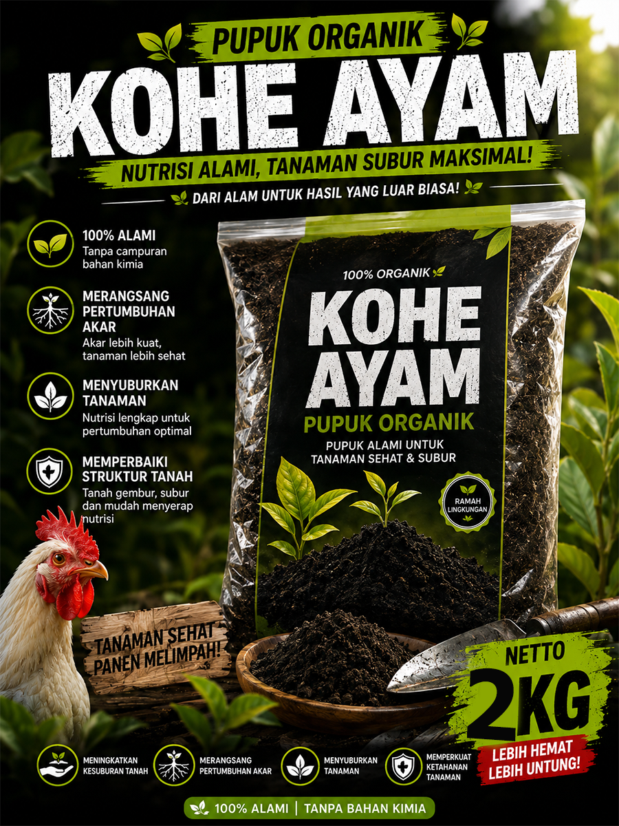 Pupuk Organik Murni Kohe Ayam Fermentasi Siap pakai 2kg